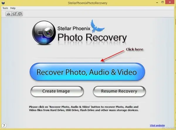 Truy cập vào mục Recover Photos, Audio & Video (Ảnh sưu tầm)