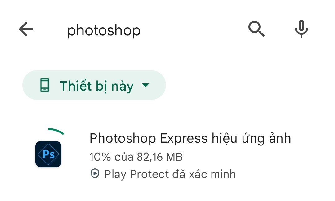 Gõ tìm kiếm Photoshop trong CH Play
