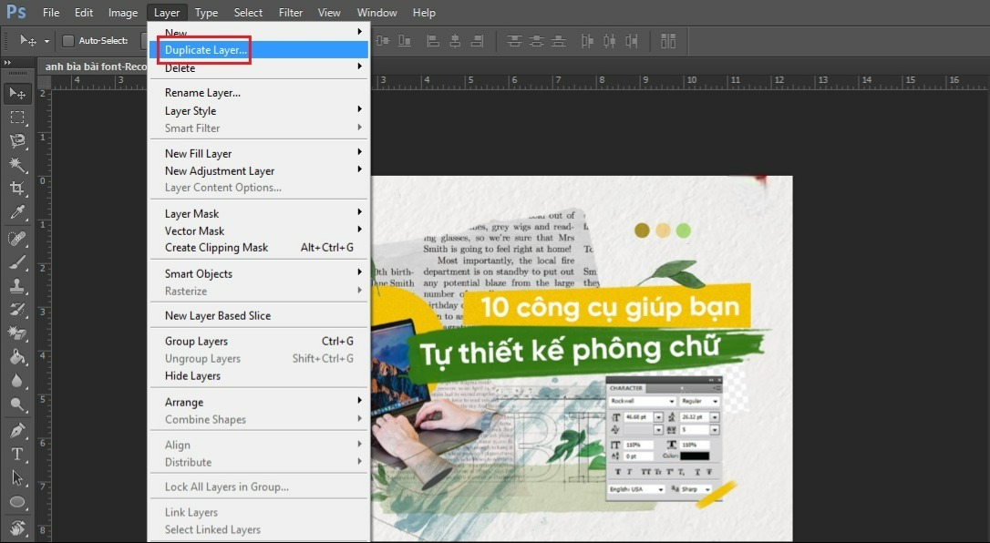 lệnh copy trong photoshop
